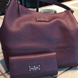 Kate Spade burgundy handbag & wallet set